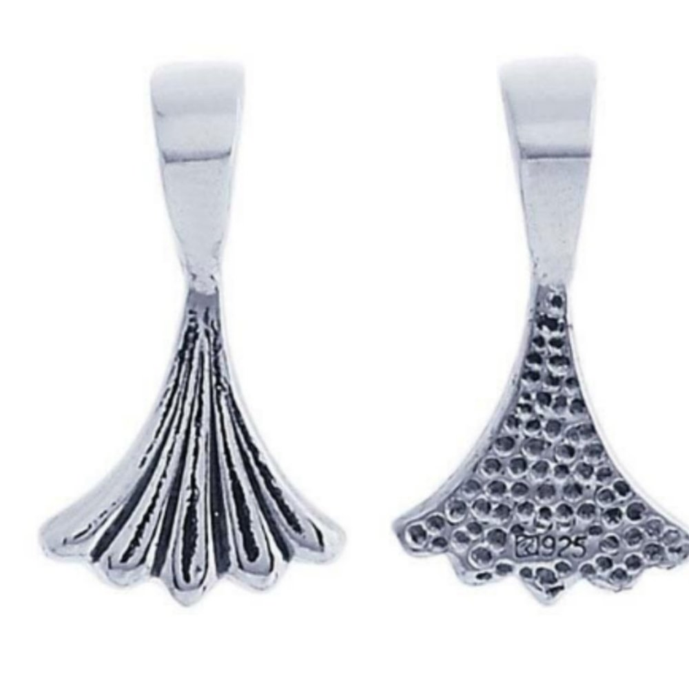 Bail Enhancer Fluted Glue-on for Cabochons Enamels Silver Charm Pendant